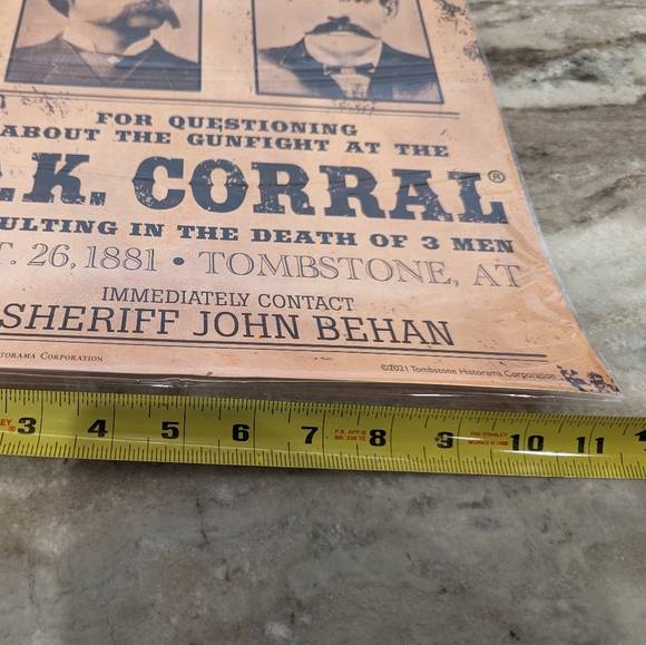 Wanted Doc Holliday Wyatt Earp 11" x 17" Poster Wild West OK Corral SEALED NWOT - Picture 2 of 3